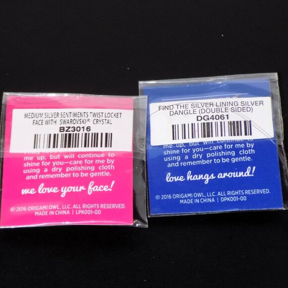 Lot 5 Origami Owl Jewelry Bundle.  Chain & 4 Charms.  Sterling Silver, Swarovski - Picture 8 of 8